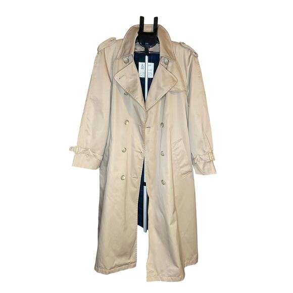 VTG London Fog Trench Coat Women’s 18 R (Fits L/XL 14-16) Classic Tan Long Coat - Picture 1 of 12